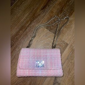 Pink tweed shoulder bag
